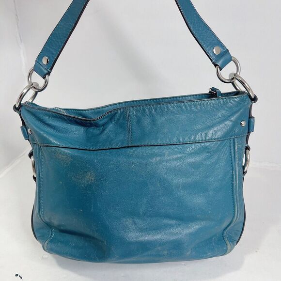 Vintage Coach Leather Hobo Bag Tosca Teal Blue Shoulder Bag Purse - Picture 3 of 13
